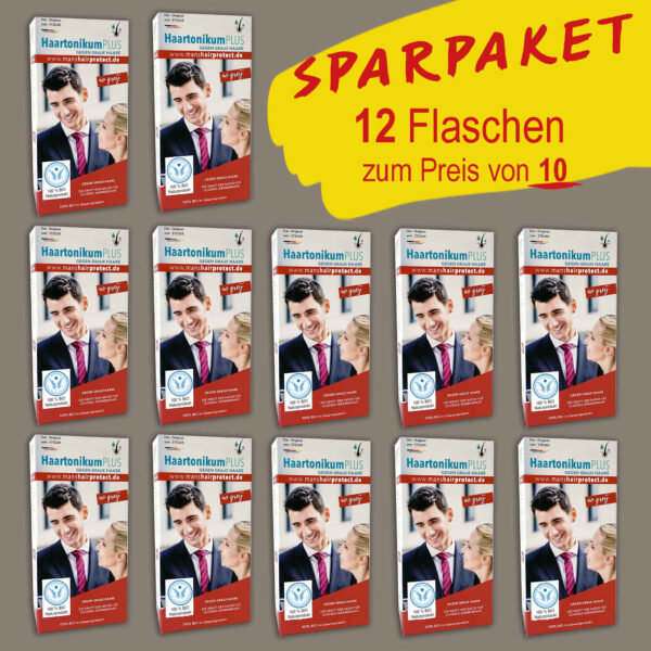 HaartonikumPLUS <strong>12 Flaschen zum Preis von 10</strong>- gegen graue Haare